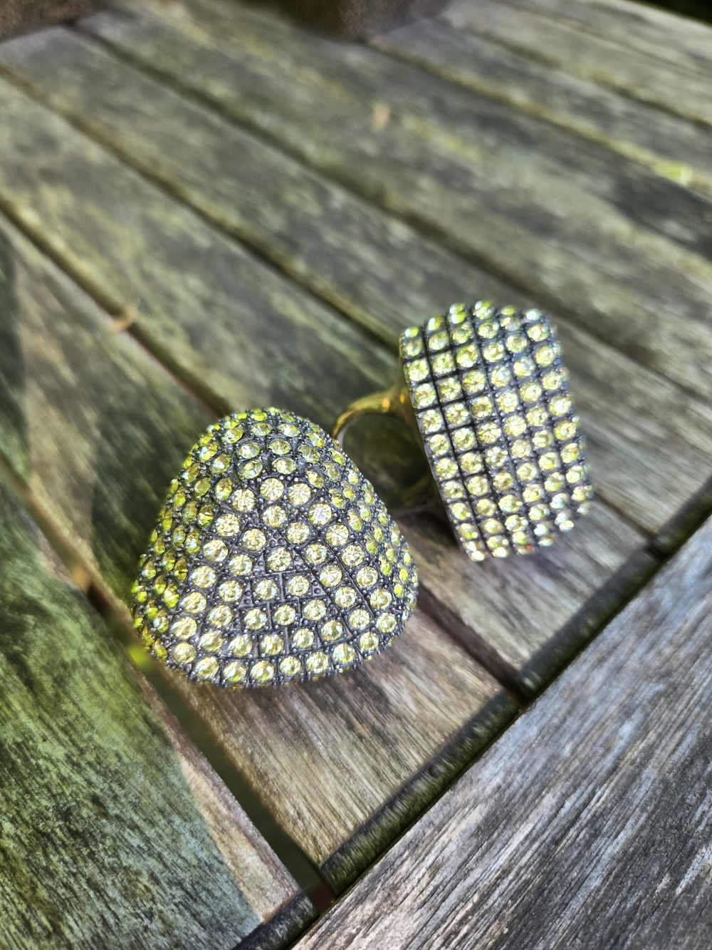 Gold-Tone Yellow Crystal Dome Statement Ring - Women Jewelry